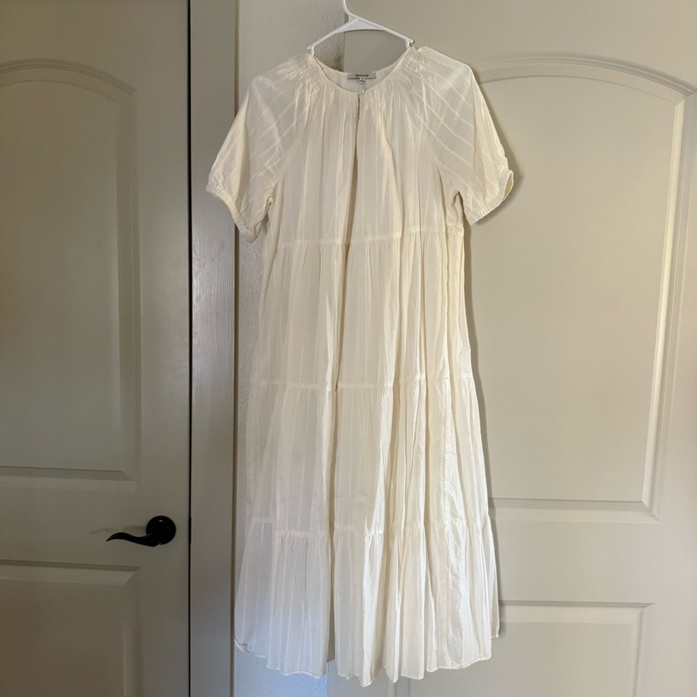 MADEWELL Cream Short Sleeve Midi Dress